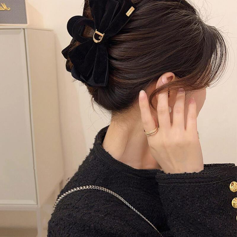 Ailae Double Ribbon All Velvet King Ribbon Hair Clip King Hair Clip