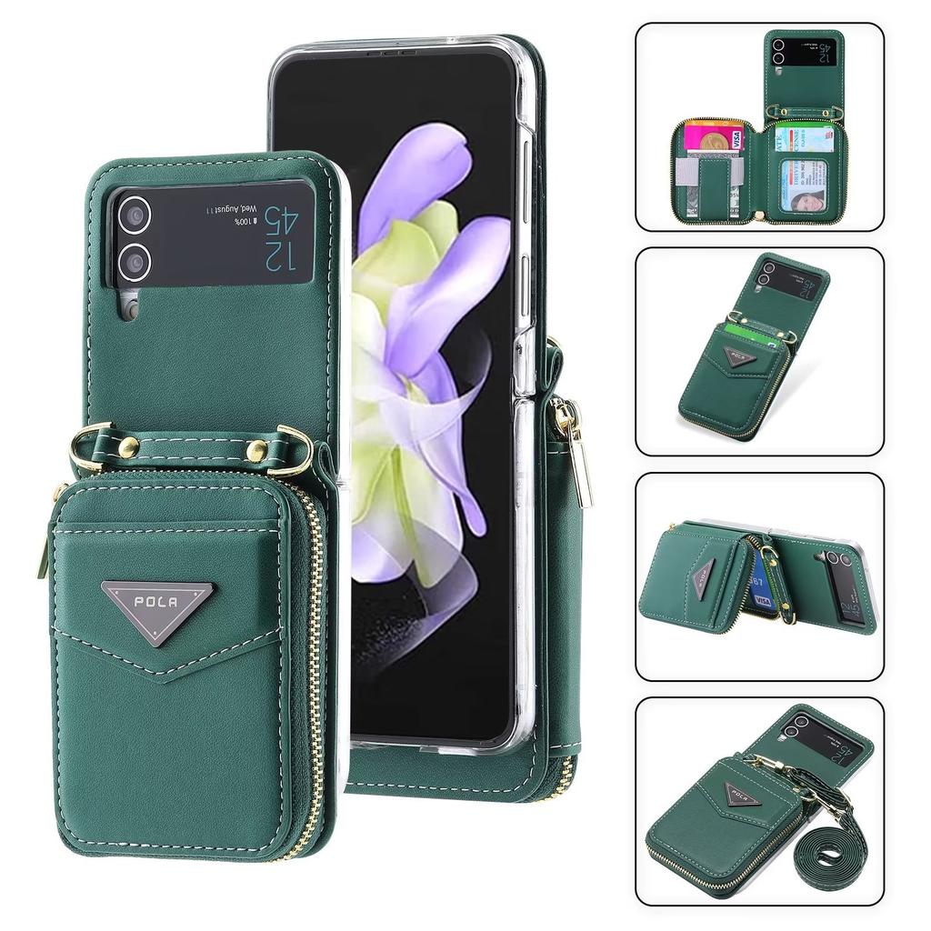 Suitable for Samsung Z Flip7 Mobile Phone Leather Case Z Flip5 Folding Mobile Phone Multifunctional Fashion Zipper Bag Oblique Span