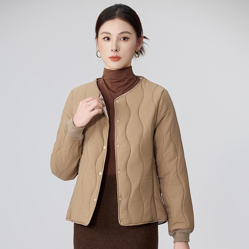 

Осенне-зимняя пуховая хлопковая одежда женская легкая и короткая подкладка свободная и универсальная повседневная хлопковая куртка L-50 kg or less хаки