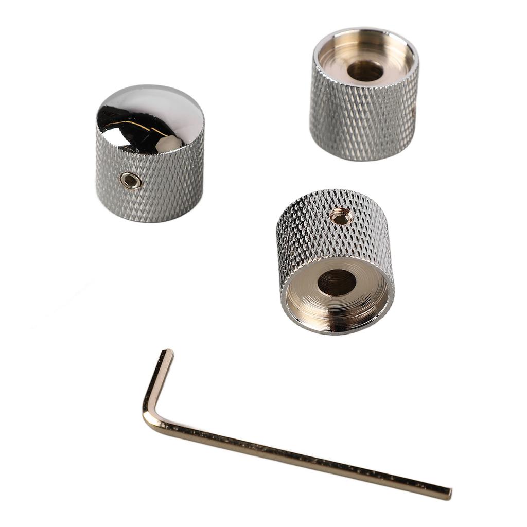 3PCS Guitar Dual Stacked Knobs Tone Control Metal Knob Replacement for Electric Guitar Bass GD105 Chrome