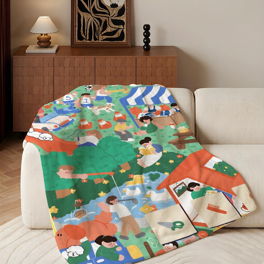 Art S-soupsoup Throw Flannel Throw Blanket, Lightweight Cozy, Durable Washable Cute Cool