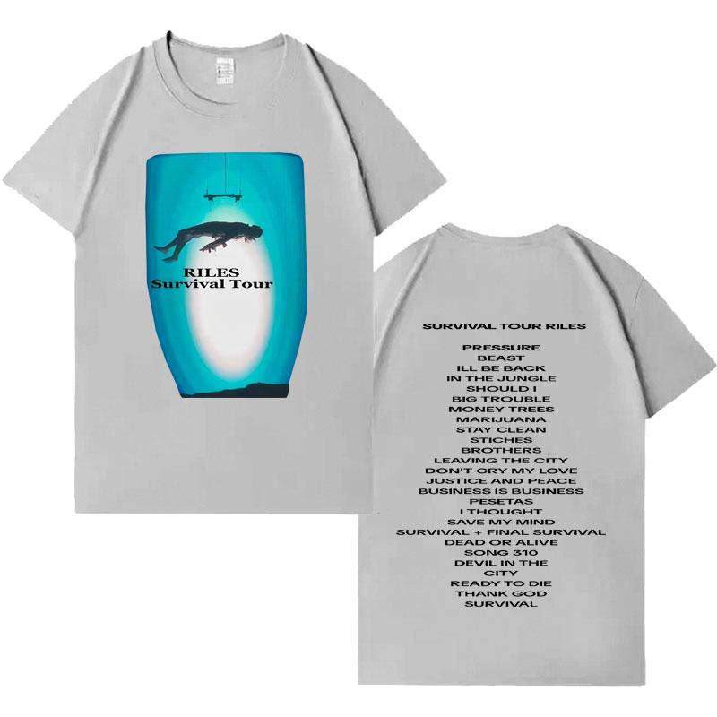 Singer Riles New Album Tour Aesthetic Short Sleeve T Shirts Mens Casual Cotton Oversized Cozy Crewneck Loose Tshirts Streetwear