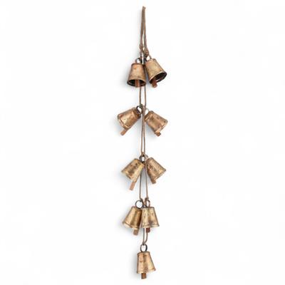 52 Inch Large Rustic Wind Chimes for Outdoor Garden, Handmade Vintage Cow Bells On Jute Rope for Farmhouse Wall Decor