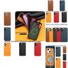 Stylish And Durable Leather Iphone 13 Pro Max Case With Magnetic Adsorption Available In Different Colors