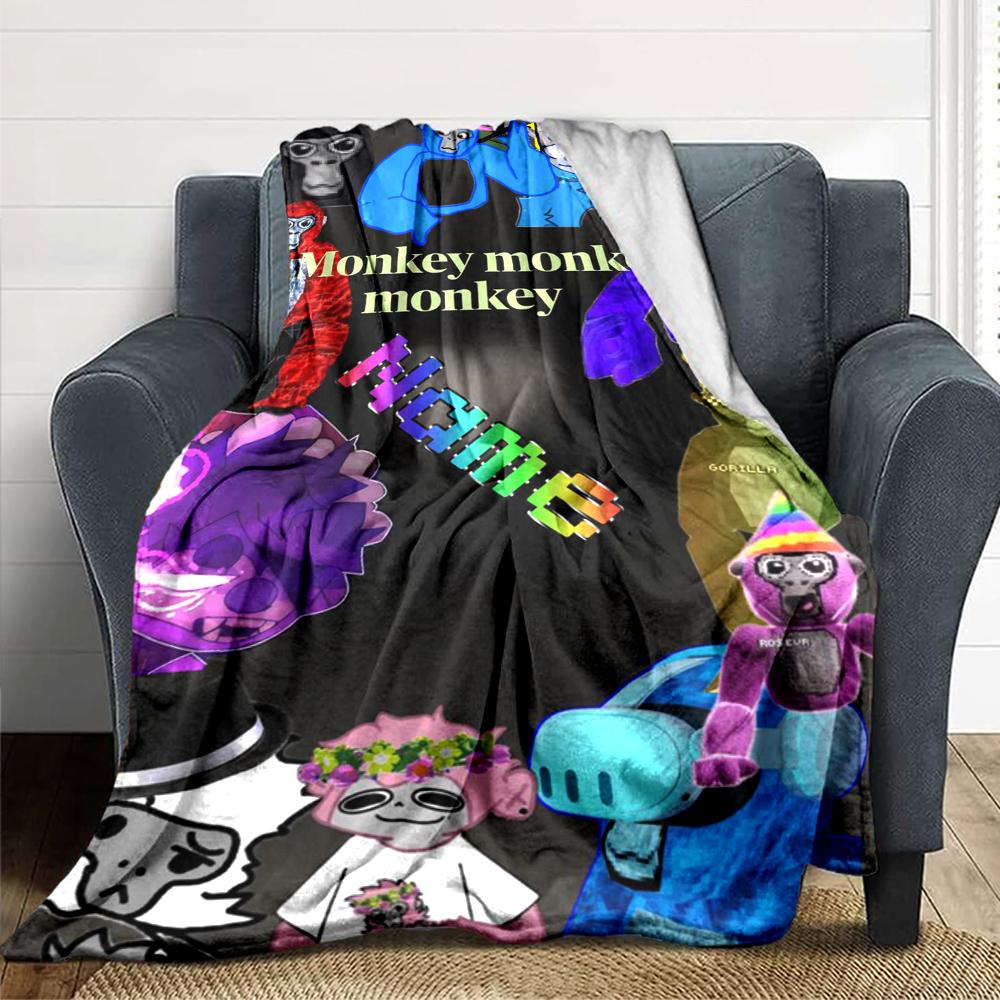 Custom Name Monkey Name Collage Party Blanket For Couch Bed Plush Cozy Fuzzy Blanket Super Soft Warm Blankets For Fall And Winter 091697