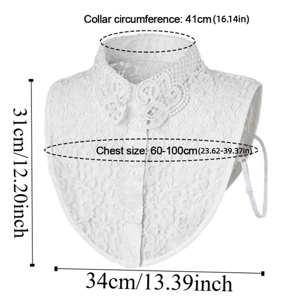 Fashion White Lace Fake Collar Black Vintage Shawl Detachable Front Tie Elegant Iris Blouse Shoulders Fake Collar Ladies
