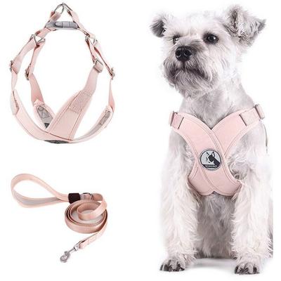 SAIVEINA Pet Dog Shiba Inu Spitz Bichon Light Chest Strap Walking Leash Mesh Breathable Harness Type X, Pink