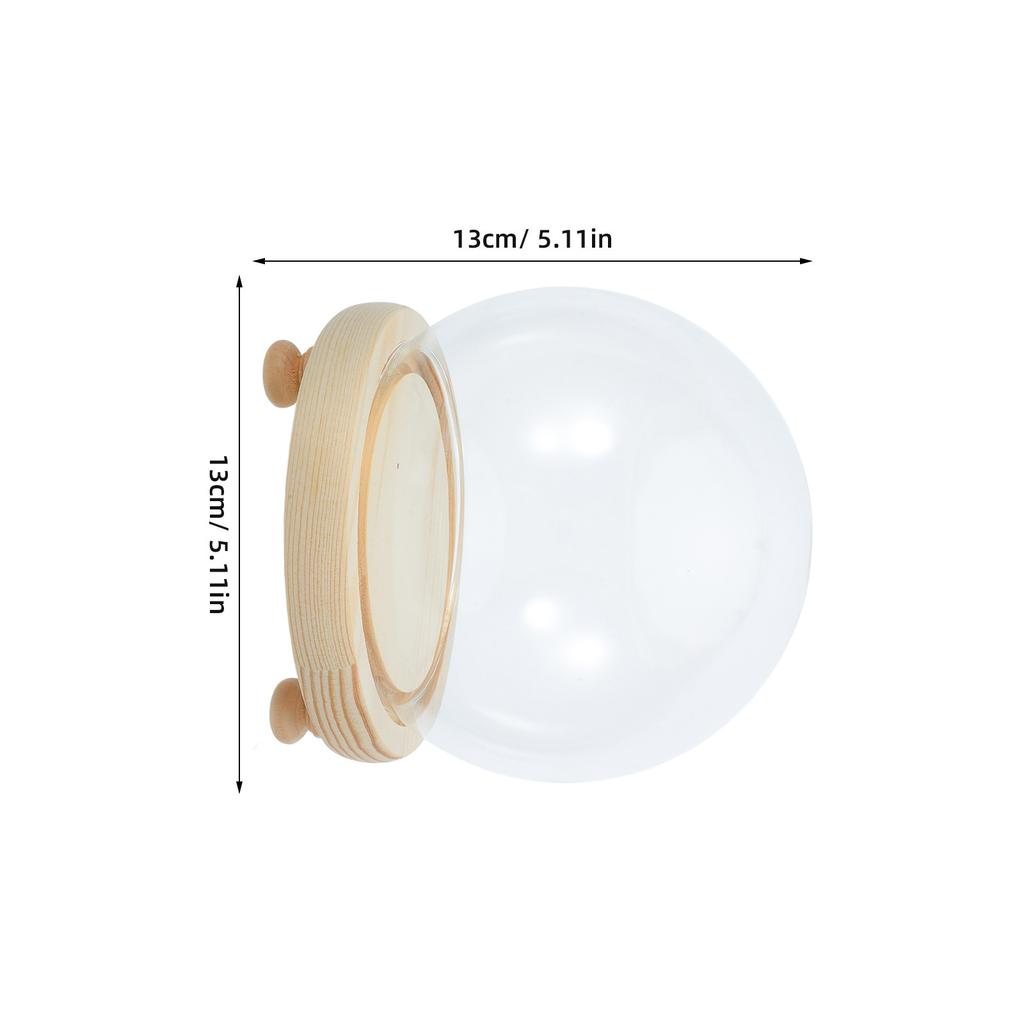 Decorative Clear Glass Dome Display Case for Immortal Flowers Glass Cover Adornment with Wooden Base Home Coffee Shop Gift