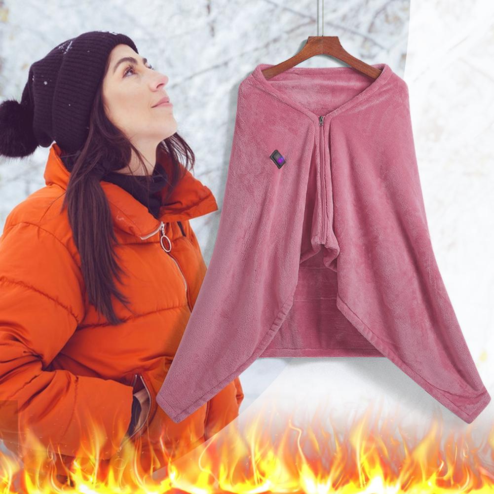 USB Coral Fleece Heated Blanket 3 Temperature Adjustment Soft Thermal Blanket Wireless Heated Blanket for Outdoor Camping
