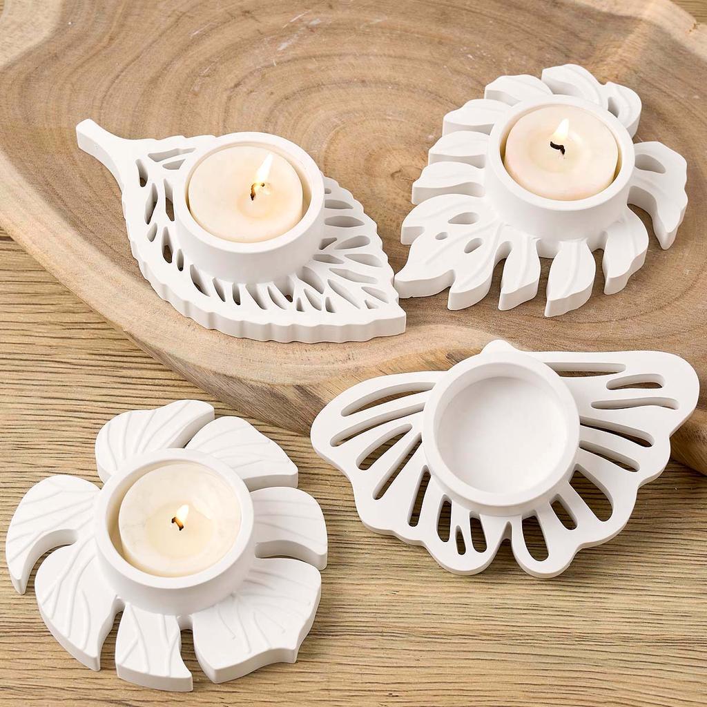 Leaves Candlestick Silicone Mold DIY Handmade Leaf Tealight Candle Holder Plaster Concrete Resin Craft Casting Molds Home Decor