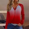 Women's T Shirt Print Button Long Sleeve Daily Weekend Fashion Basic V- Neck Regular Top
