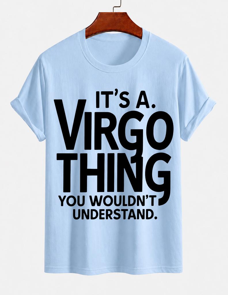 2026 New Pure Cotton Tshirt Virgo Constellation Print Tshirt Casual Crew Neck Short Sleeve Top