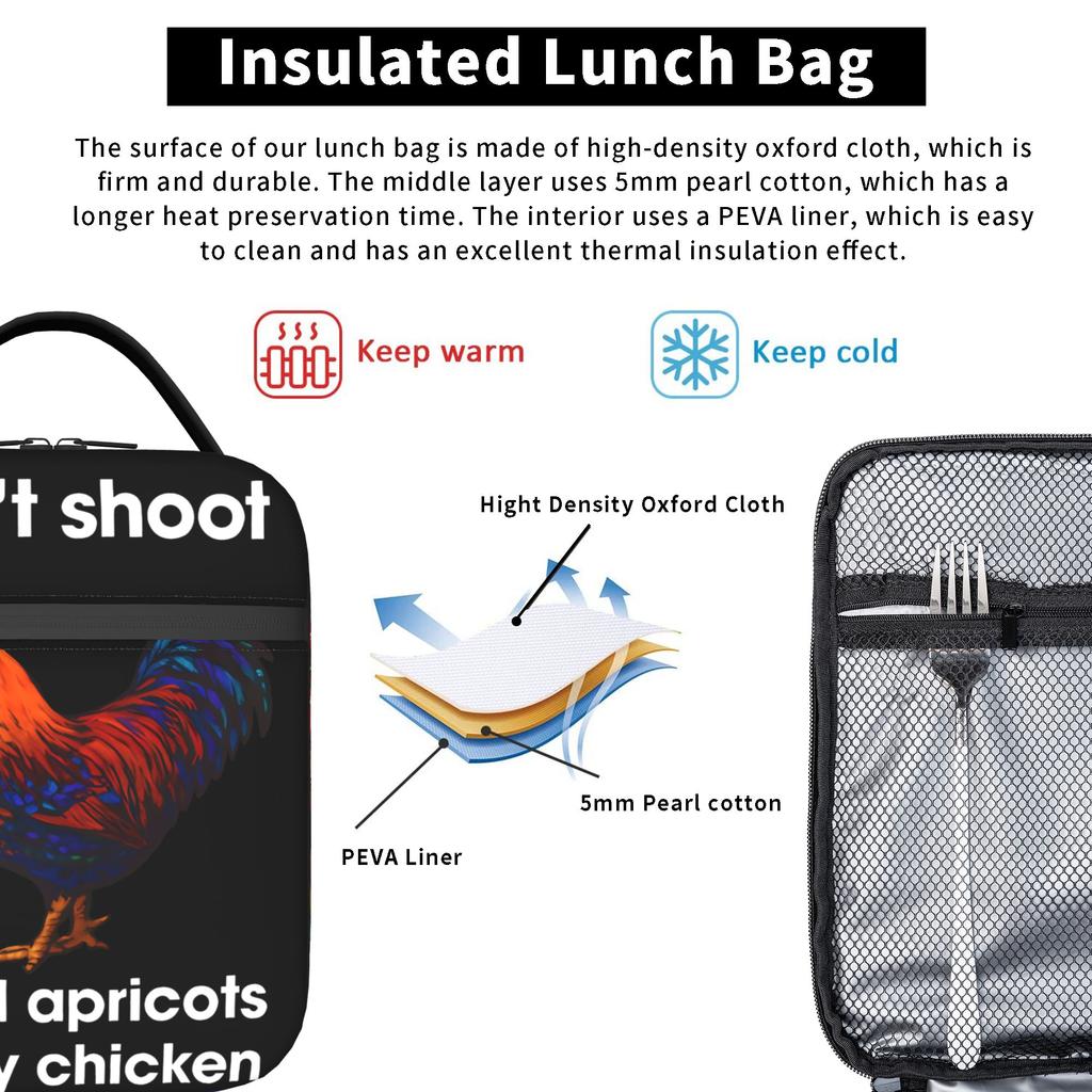 Don't Shoot Arc Raiders Scrappy  Insulated Lunch Bag Thermal Bag Reusable,Meal Container  Large Tote Lunch Box Food Storage Bag