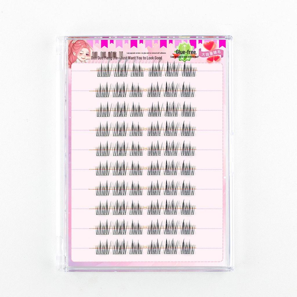 Sunflower Style Adhesive-Free Eyelash Stickers: Natural Realistic Dense Hard Stem False Eyelashes for Easy Application