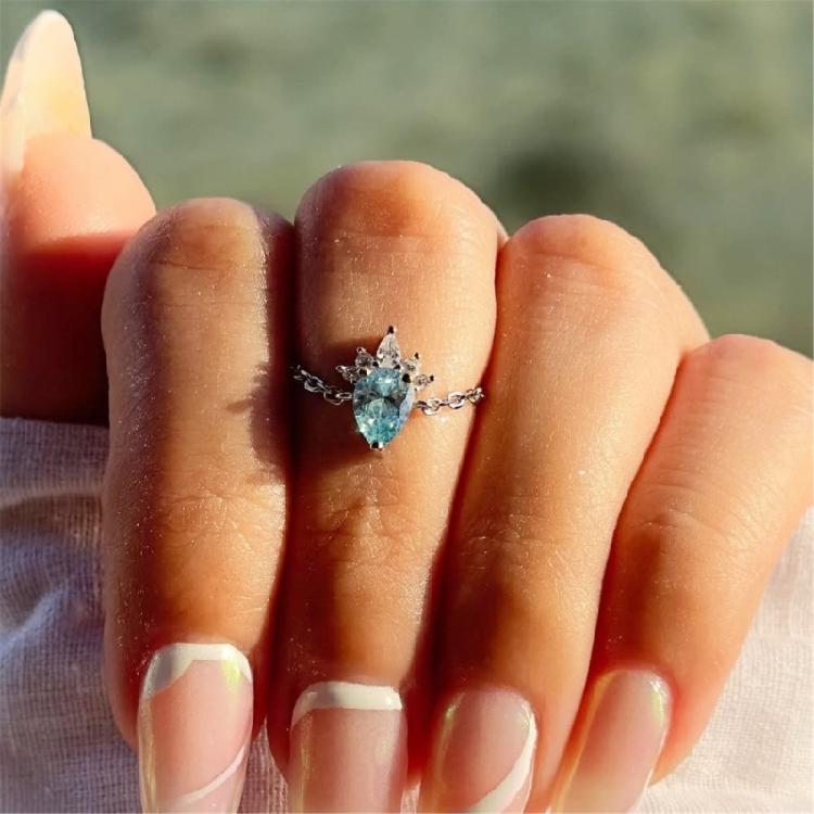 Simple Teardrop Rings Adjustable Fashion Chain Rings Opening Rings Copper Texture Suitable for Wedding and Party Wear