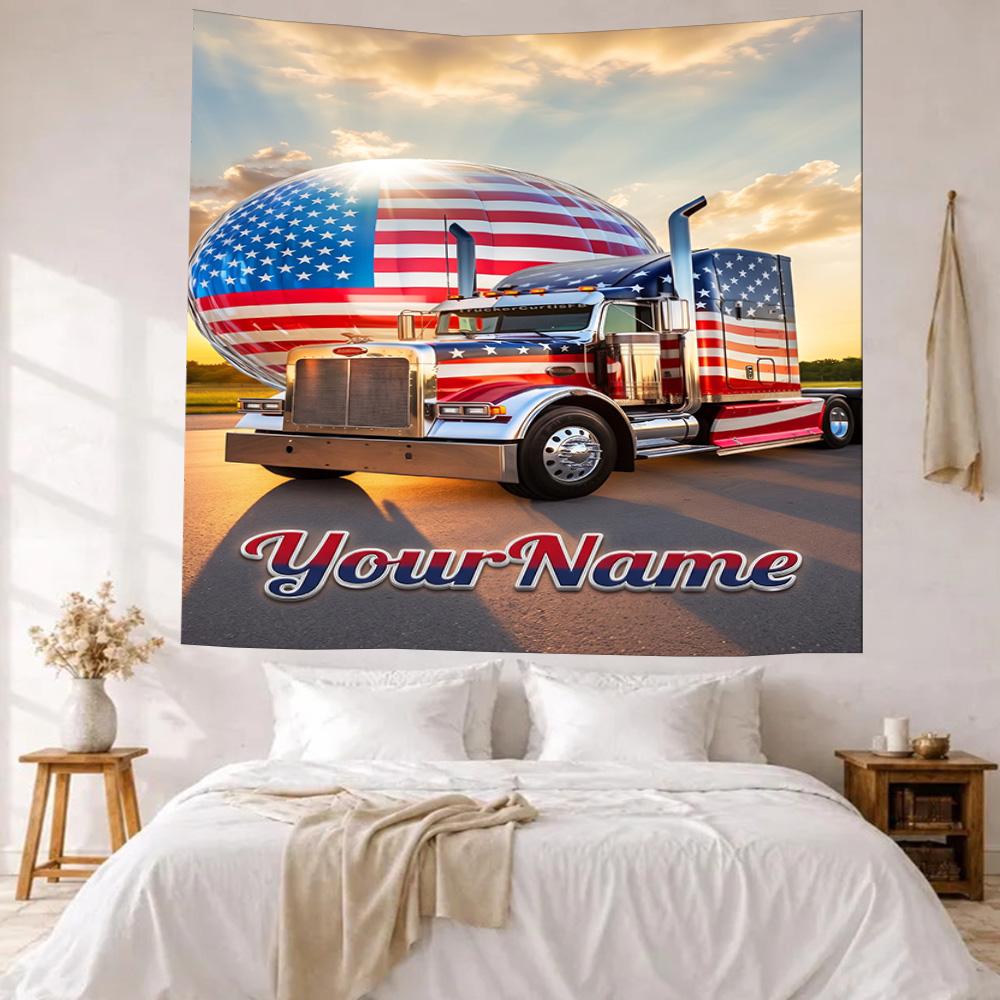 Kw Heavy Trucks Custom Your Name Wall Decor Tapestry Art For Pet Memorial Birthdaywedding Party Backdrop Family Gift