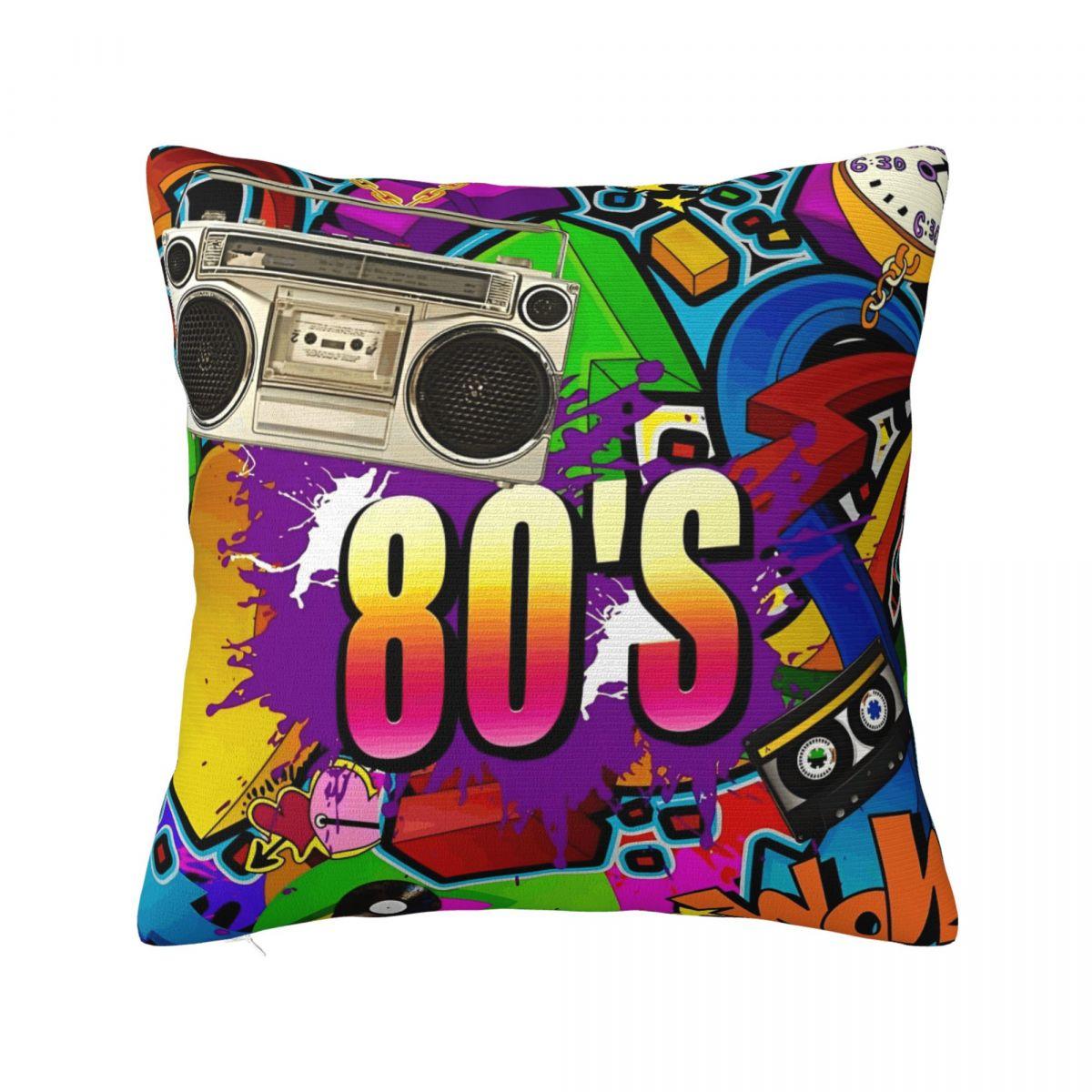 

Retro 80 90s Pillowcase Polyester Cushion Cover Decorative Graffiti Music Throw Pillow Case Cover Living Room Zippered 4040cm 30x30cm 12x12in
