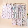 1011 New Cotton Double-layer Yarn Cartoon Printing Women's Long-sleeved Suit Loungewear Soft and Sweet Can Be Worn Outside