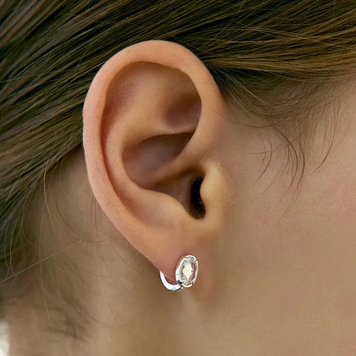 [Silver925] Oval back point hoop earring