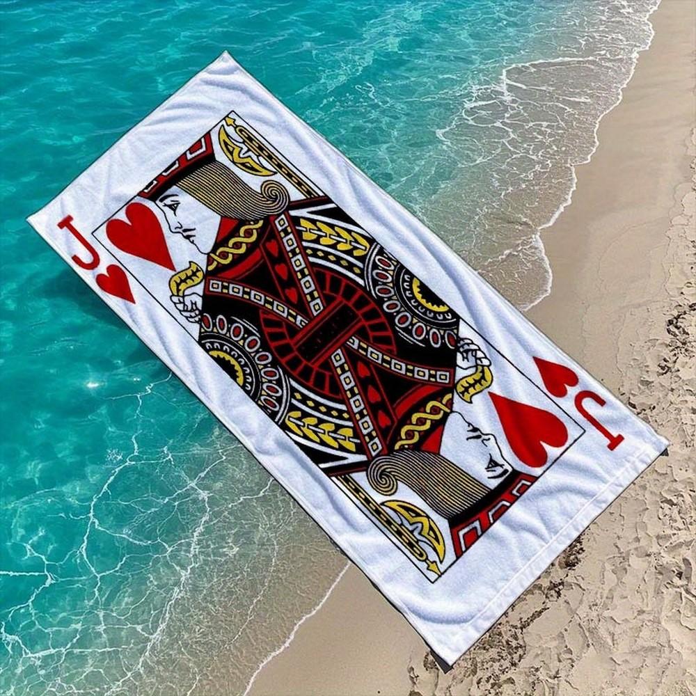 Jack of Hearts Beach Towel Patterned Sunscreen And Windproof Suitable For Swimming Pool Camping Travel Blanket