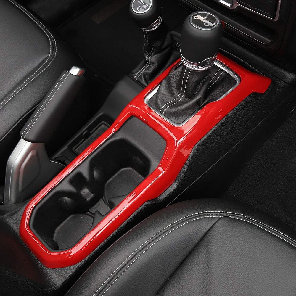 JeCar Interior Gear Shift Cup Holder Panel Cover Trim Fit for Jeep Wrangler JL JLU Gladiator JT 2018-2024 2025 2026+ (Red)
