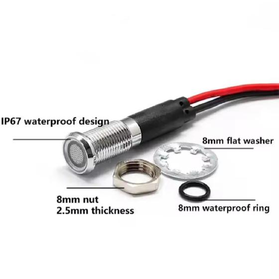 Factory Direct Sales Metal Waterproof Illuminated Motorcycle Indicator Light Turn Signal with 20cm Length Wires
