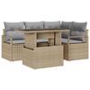 Ensemble de Canapés de Jardin de 5 Pièces avec Coussins Rattan Poly Beige, Canapé de Jardin 2 Places avec Coussins Rattan 3348816