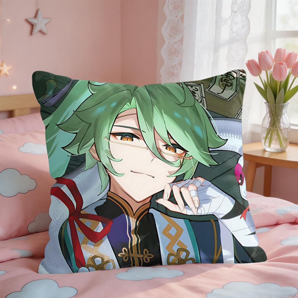 Baizhu Genshin Game Cushion Cover Short Plush Pillow Case Room Sofa Cushion Covers Home Decor Funda