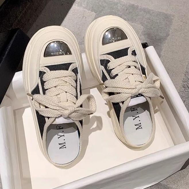 Höga tofflor med tjock sula, dam sommar 2025, nya meshskor som andas, avslappnade svala tofflor dam