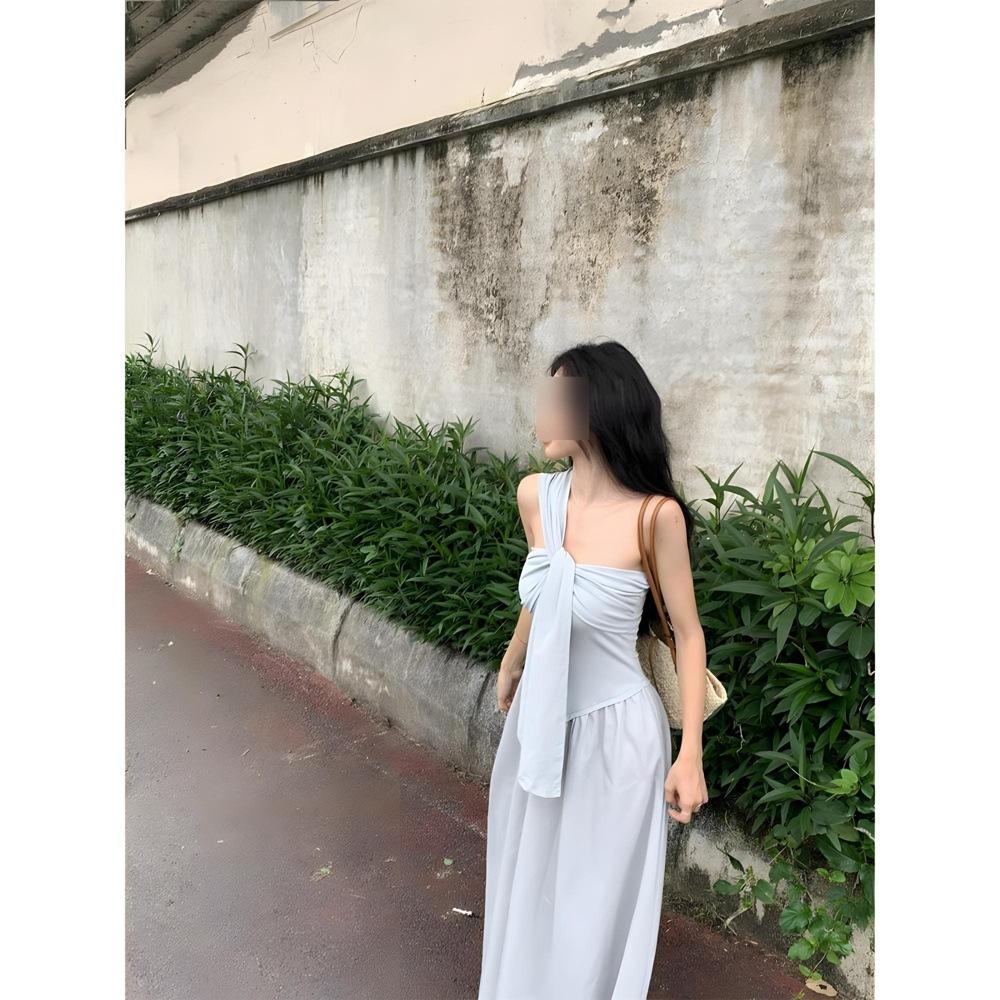 

Синее приморское отпускное платье-топ-труба детское летнее элегантное новое холодное отделение шикарное платье с темпераментом XL- (recommended 110-60kg)