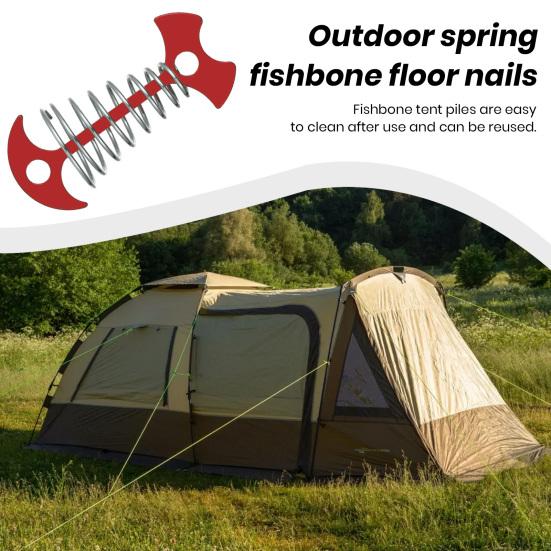 Outdoor Camping Nail Telescopic Spring Fish Bone Nail Aluminum Alloy Tent Nail Hiking Ground Pin Travel Tent Equipment Accessories