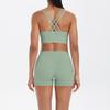 Nude Brushed Cross Back Bra, Casual Sports, Hip Lifting Shorts, Fitness Yoga Suit Two-piece Set