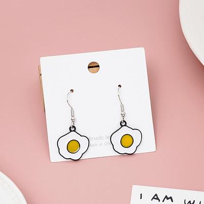 Niedliche und skurrile Spiegelei-Ohrringe: Tropföl Koreanischer und Japanischer Stil für Damen, Cartoon Influencer Tropfendesign