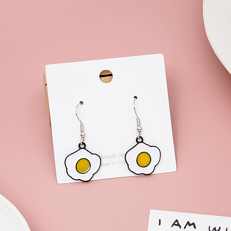 Cute and Quirky Fried Egg Earrings: Drip Oil Korean and Japanese Style for Women, Cartoon Influencer Drop Design