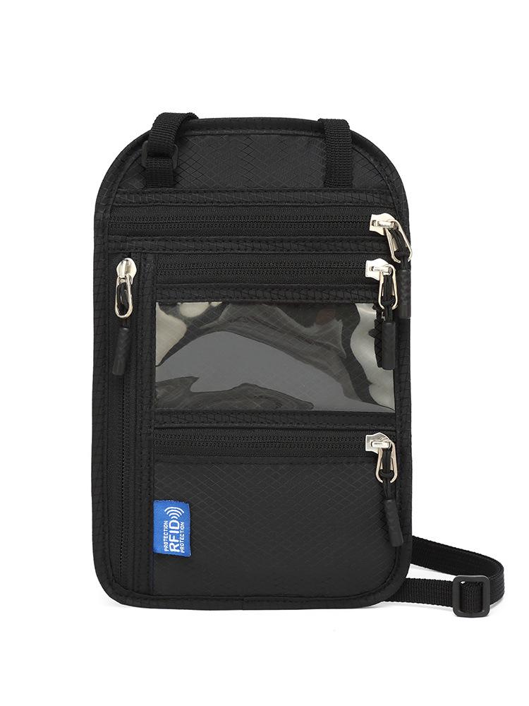 

Дорожная сумка для документов на шею и через плечо с защитой от кражи RFID чёрный