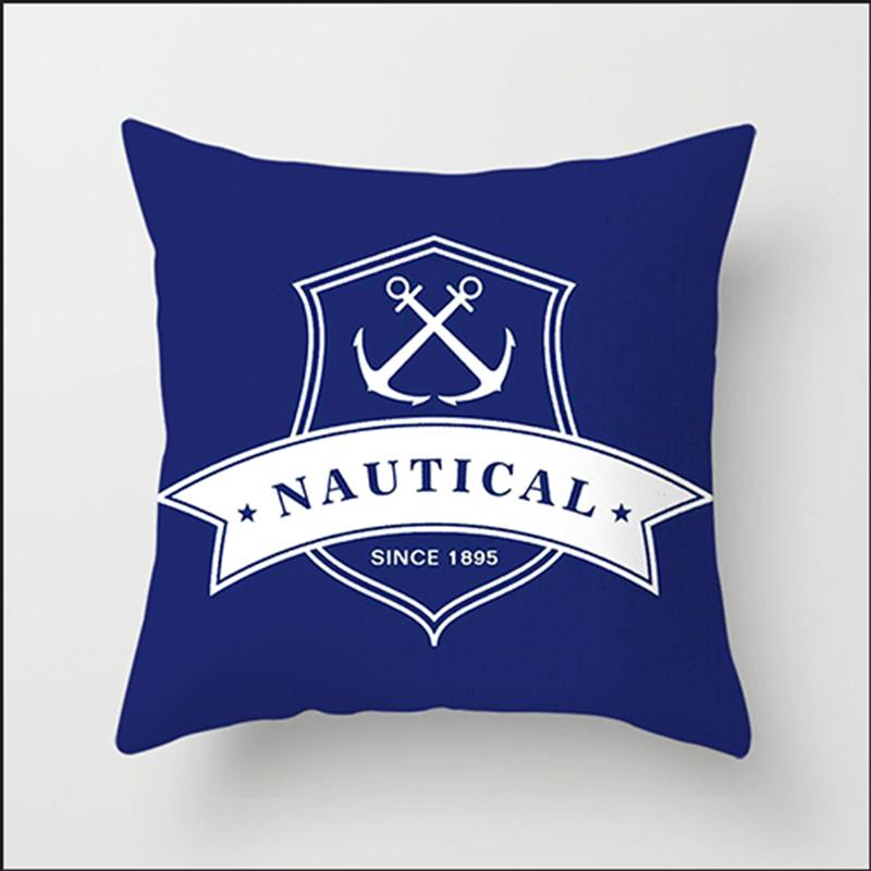 Compass Anchor Pillowcase Blue Home Decor Mediterranean Cushion Cover Car Sofa Office Decor Accessories Pillowcase
