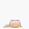 [Pre-Owned] Baguette Gold Finish Embossed FF Pattern Magnetic Closure Napa Leather Lambskin Mini Shoulder Bag - Excellent #XL7ZJ1