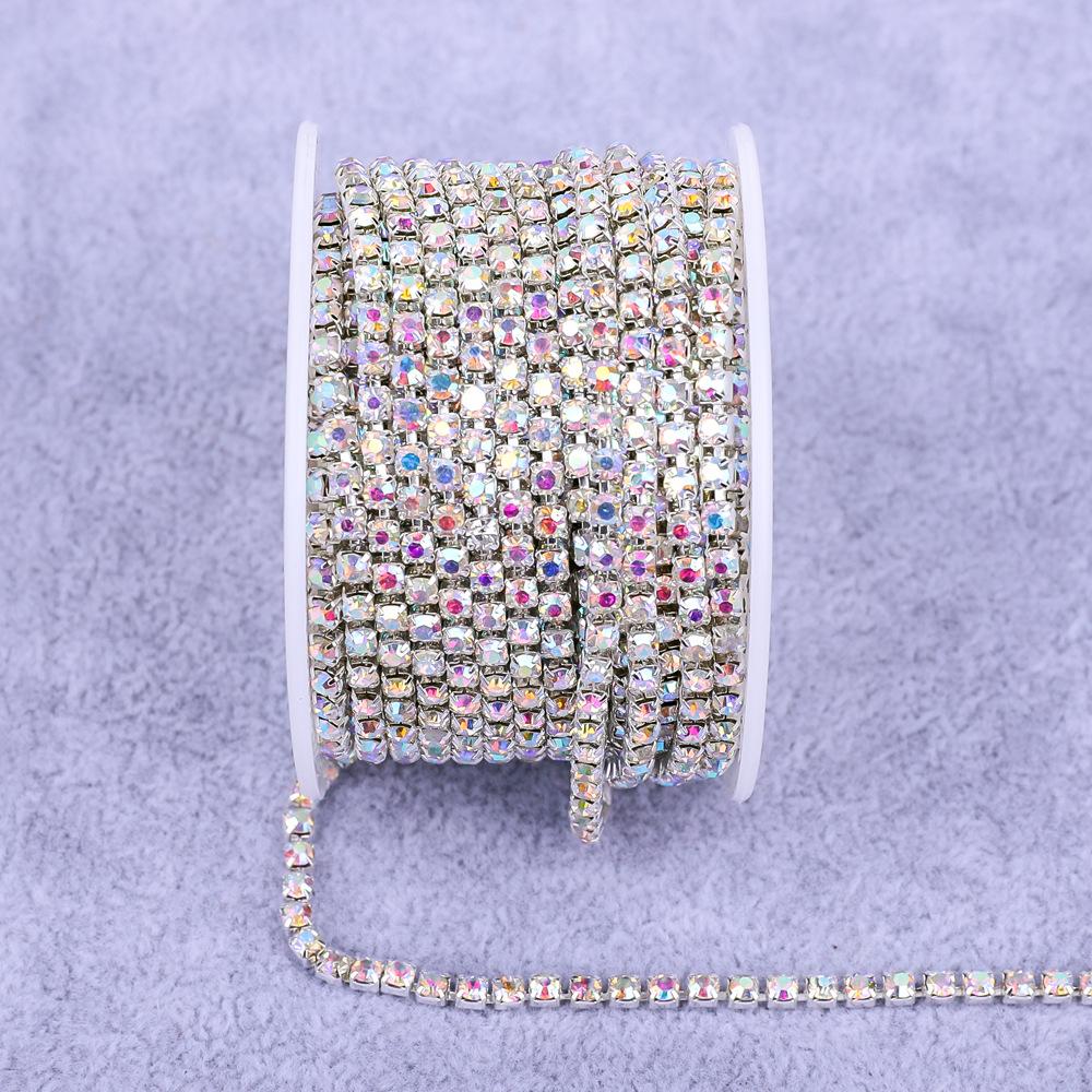 Electroplated Rhinestone Drill Chain: Single Row Metal Claw Chain for DIY Costume Accessories