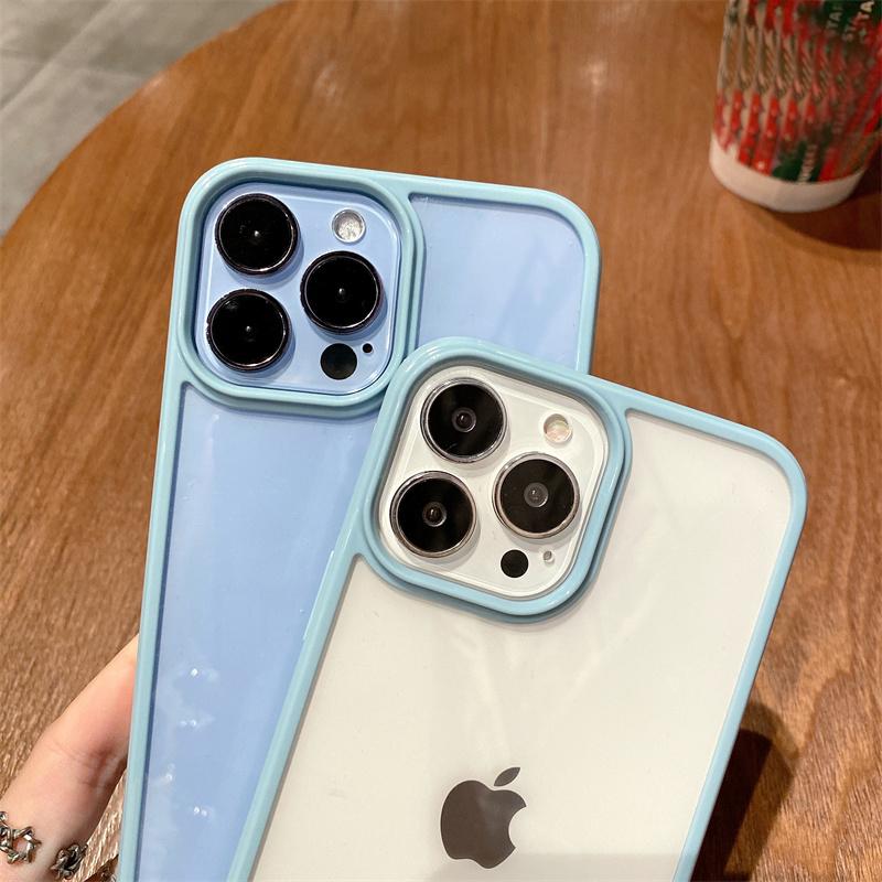 For Iphone Cases Acrylic Transparent Phone Case For Iphone 13 12 11 Pro Xr X Xs Max 7 8 Plus Light Blue Silicone Back Cover