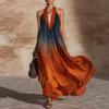 Neues Kleid mit Farbverlauf am Ausschnitt, Urlaubsstil, Damen Sommer Strand Bohemian ärmelloses Kleid