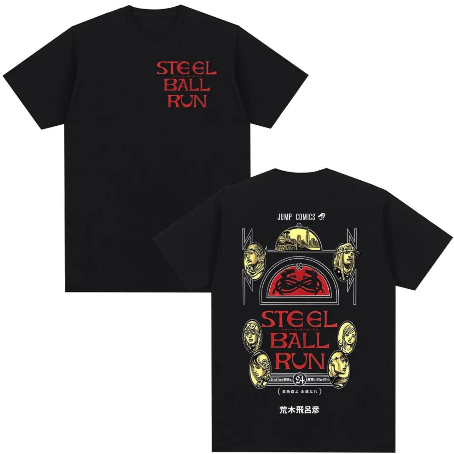 

Anime Jojo Bizarre Adventure STEEL BALL RUN T Shirts Men s Clothing Casual Harajuku Cotton Y2K Short Sleeves T-shirt Streetwear S разноцветный