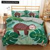 Cartoon Sloth Bedding Set for Bedroom Home Manga Style Sloth Print Duvet Cover Lazy Sleeping Australian Animal Soft Quilt Cover