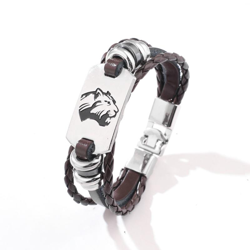 

Meier Bracelet leopard head pu leather braided bracelet alloy animal accessories bracelet коричневий