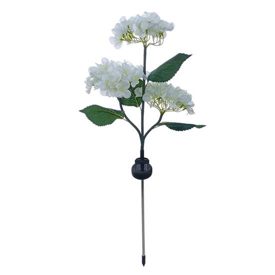 3-Head Solar Hydrangea Flower Garden Light with Colorful LEDs Waterproof Outdoor Stake Lamp