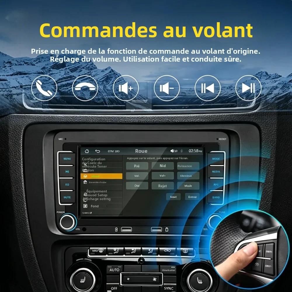 7' 2 Din Car Multimedia Player Radio Wireless CarPlay and Android Auto RDS FM Touch Screen Bluetooth For VW Passat Polo Golf