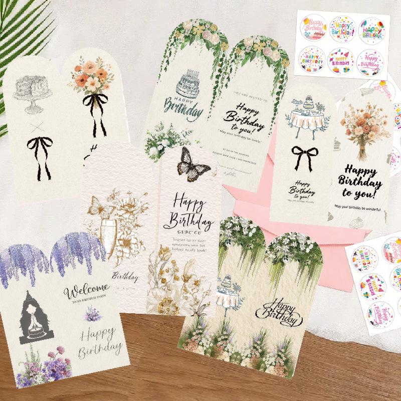 New Floral English Birthday Card with Creative Handwritten Wishes and Envelope