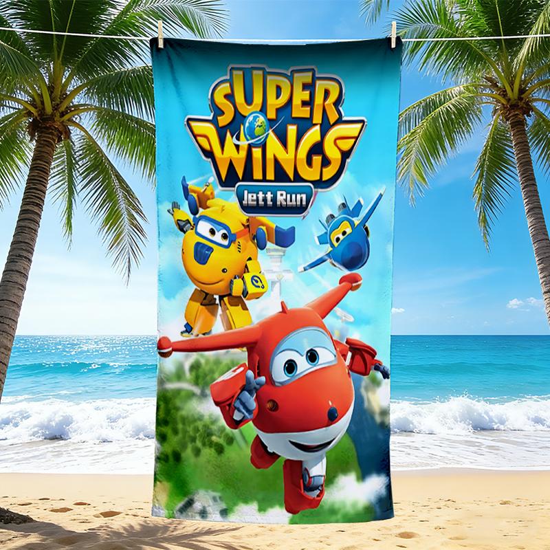 1Pc Super Wings Adventure Beach Towel, Quick Dry, Multi-Use for Beach Pool Gym Yoga Home Travel, Christmas, Halloween, Xmas Gift M929155