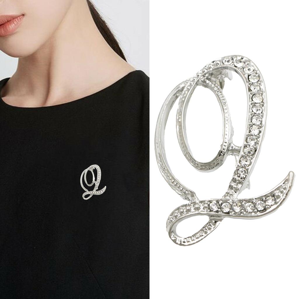 English Letter Brooch With Water Filled Diamond Alloy Chest Flower, Clothing Accessory Pin
