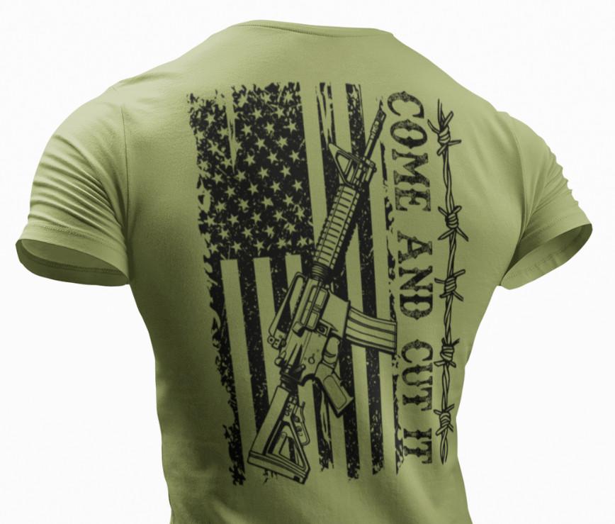 

Texas Come And Cut It T-shirt Razor Wire Border Security Patriotic USA Flag Tee 2XL