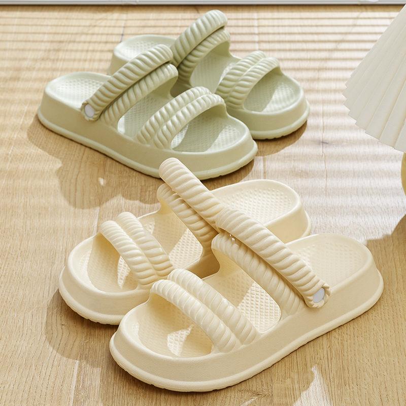 Skor på Strand Grön Sommar 2024 Badrum Tjock Rosa Vit Tofflor Damskor och Sandaler Plattforms Ny Mode I Vip